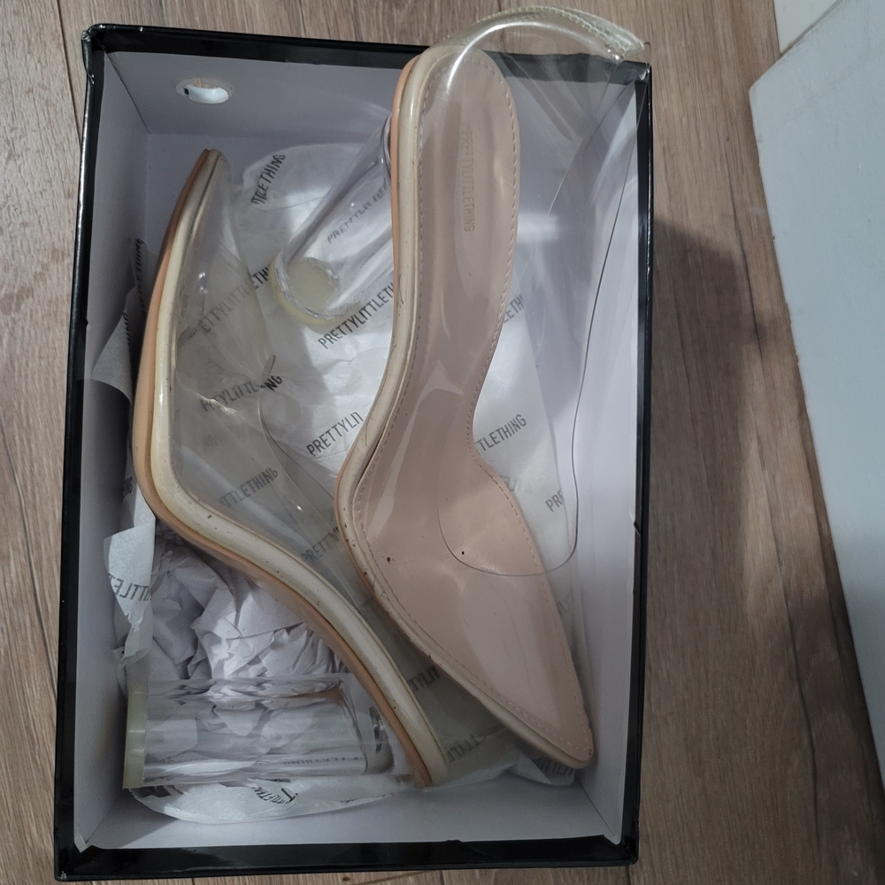 PrettyLittleThing Transparent Nude Heels